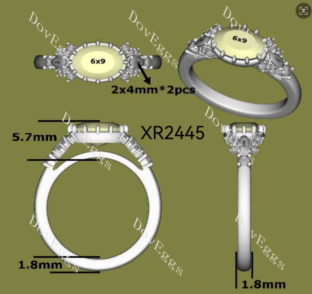 Pave vintage lab diamond engagement ring only semi-mount only(Exclusively to DovEggs Stones)