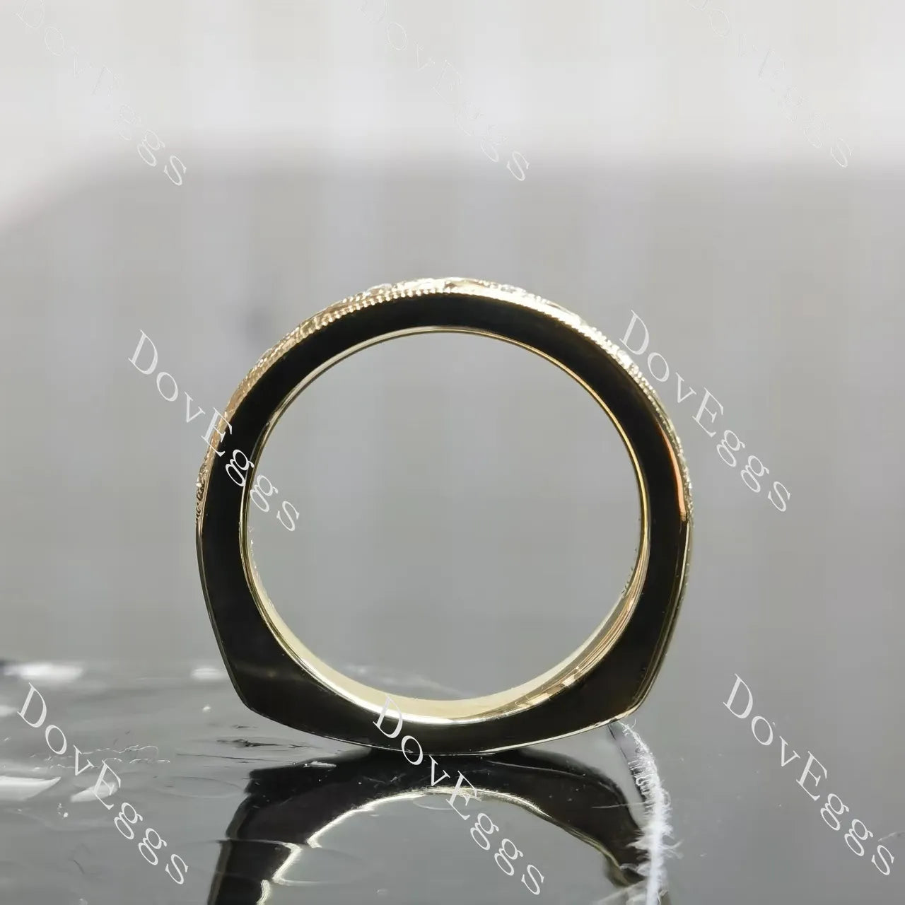 Round carved vintage moissanite wedding band-2.7mm band width| Doveggs