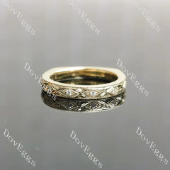 Round carved vintage moissanite wedding band-2.7mm band width| Doveggs
