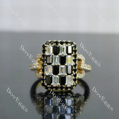 Emerald round stunning pave halo around 3cttw moissanite/colored gem engagement ring| Doveggs