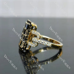 Emerald round stunning pave halo around 3cttw moissanite/colored gem engagement ring| Doveggs