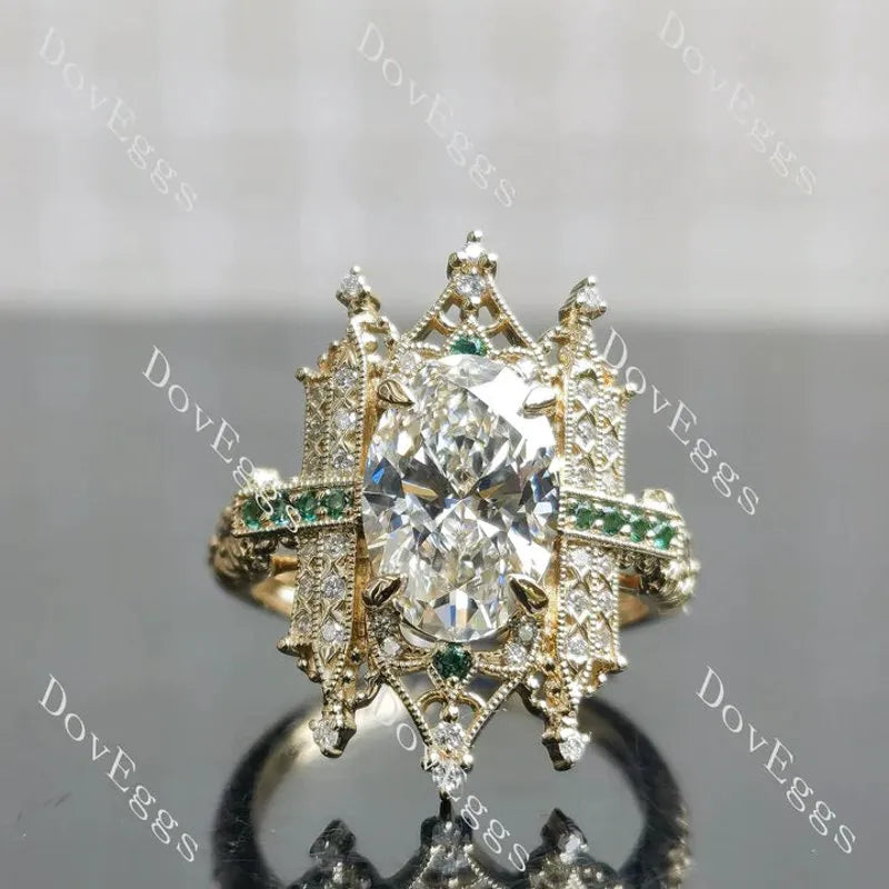 Vintage art deco pave ethical lab diamond engagement ring only semi-mount only(Exclusively to DovEggs Stones)