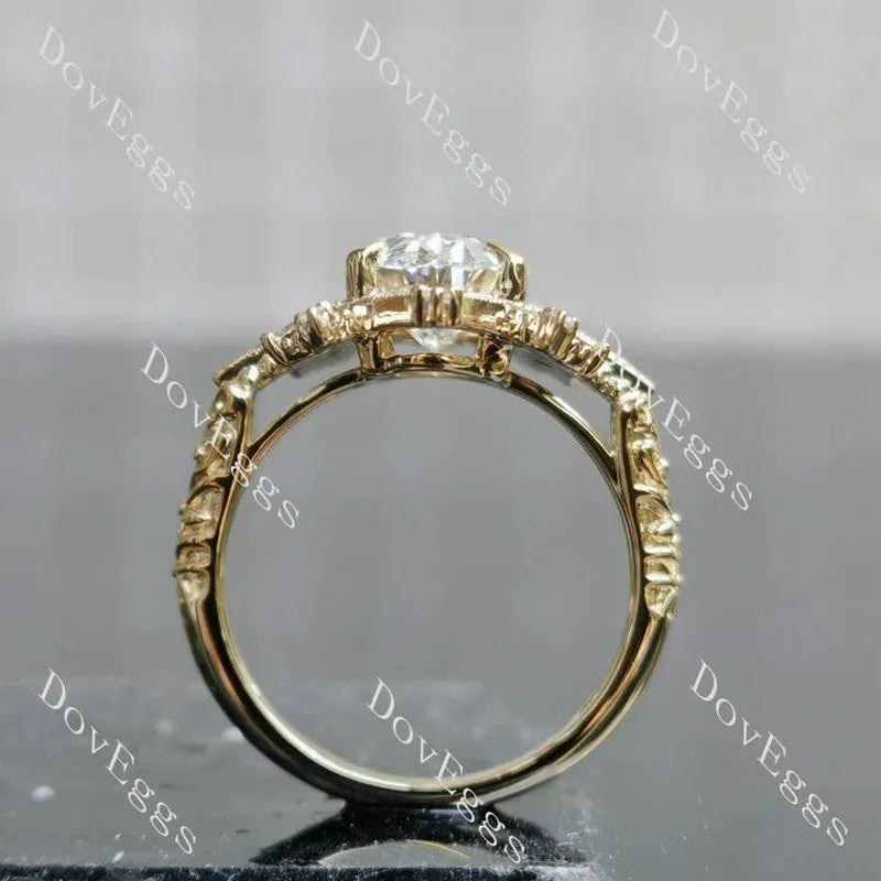 Vintage art deco pave ethical lab diamond engagement ring only semi-mount only(Exclusively to DovEggs Stones)