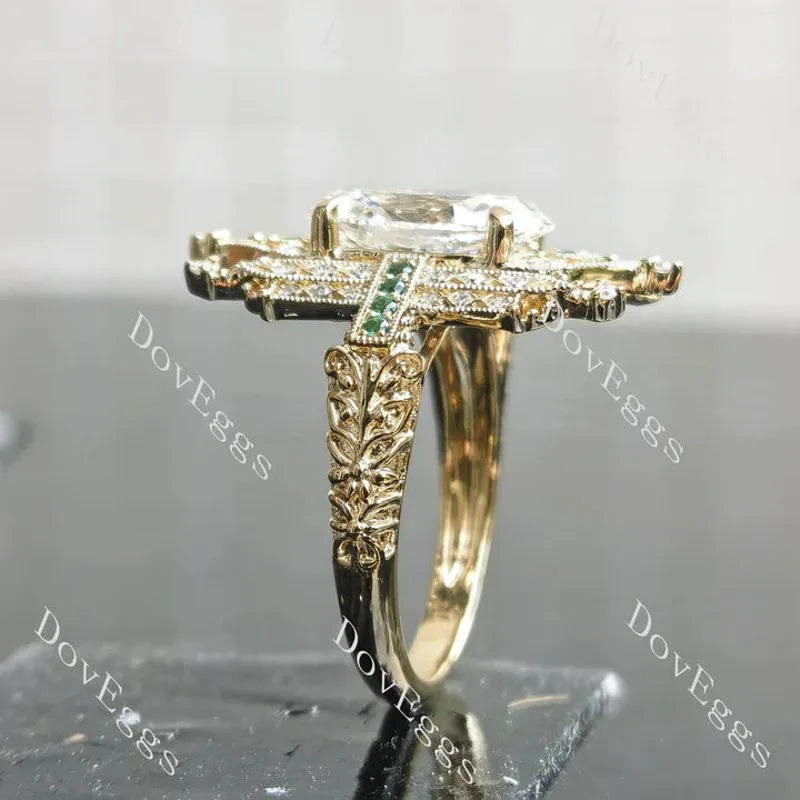 Vintage art deco pave ethical lab diamond engagement ring only semi-mount only(Exclusively to DovEggs Stones)