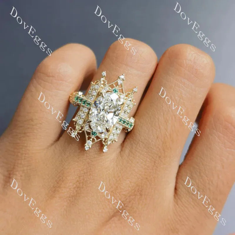 Vintage art deco pave ethical lab diamond engagement ring only semi-mount only(Exclusively to DovEggs Stones)
