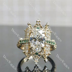 Beth's Irish Castle- Oval vintage art deco pave moissnaite engagement ring| DovEggs