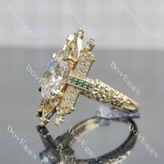 Beth's Irish Castle- Oval vintage art deco pave moissnaite engagement ring| DovEggs