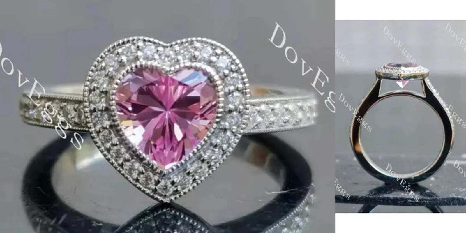 Halo vintage pave lab diamond engagement ring only semi-mount only(Exclusively to DovEggs Stones)