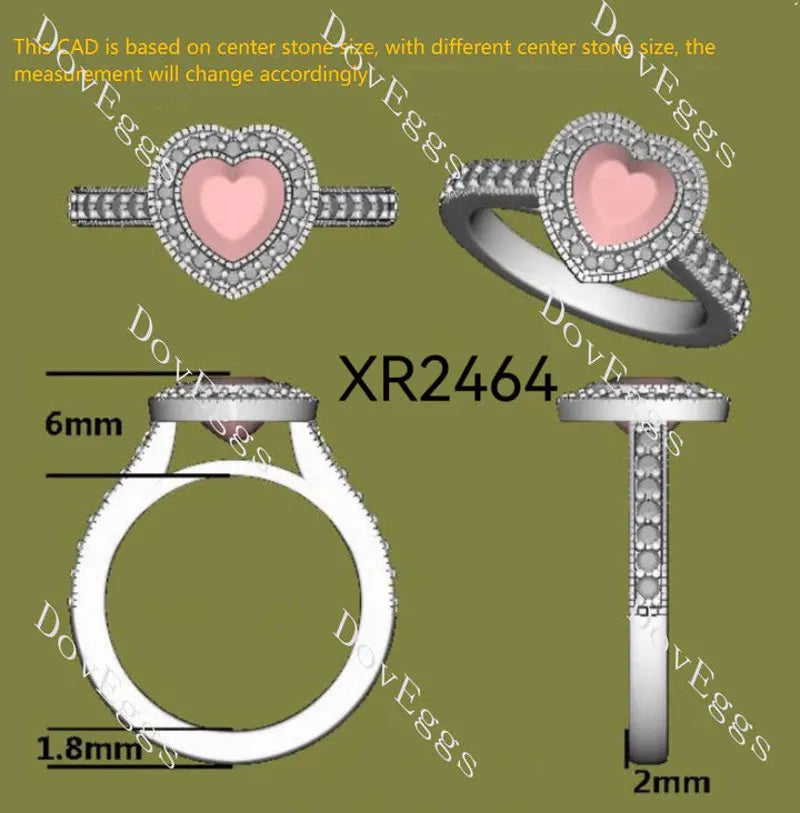 Halo vintage pave lab diamond engagement ring only semi-mount only(Exclusively to DovEggs Stones)