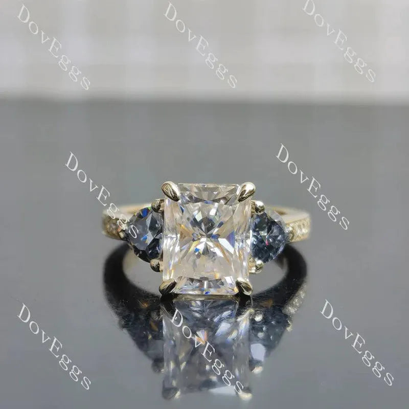 Three stones pave ethical lab diamond engagement ring only semi-mount only(Exclusively to DovEggs Stones)