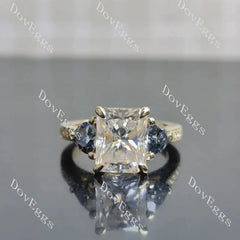 Three stones pave ethical lab diamond engagement ring only semi-mount only(Exclusively to DovEggs Stones)