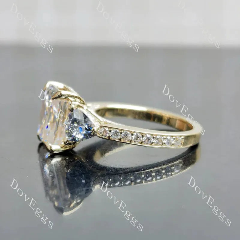 Three stones pave ethical lab diamond engagement ring only semi-mount only(Exclusively to DovEggs Stones)