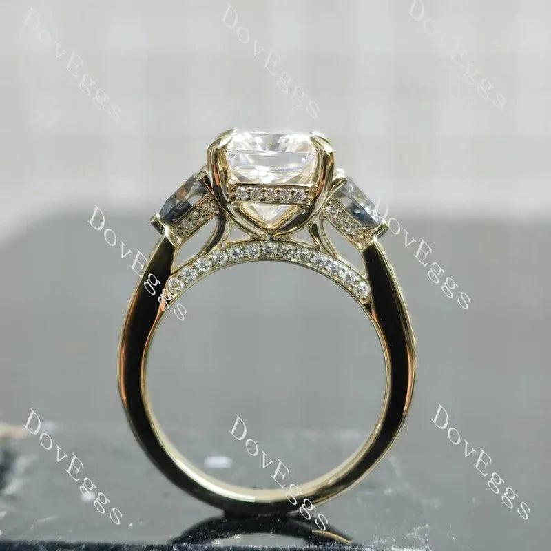 Three stones pave ethical lab diamond engagement ring only semi-mount only(Exclusively to DovEggs Stones)