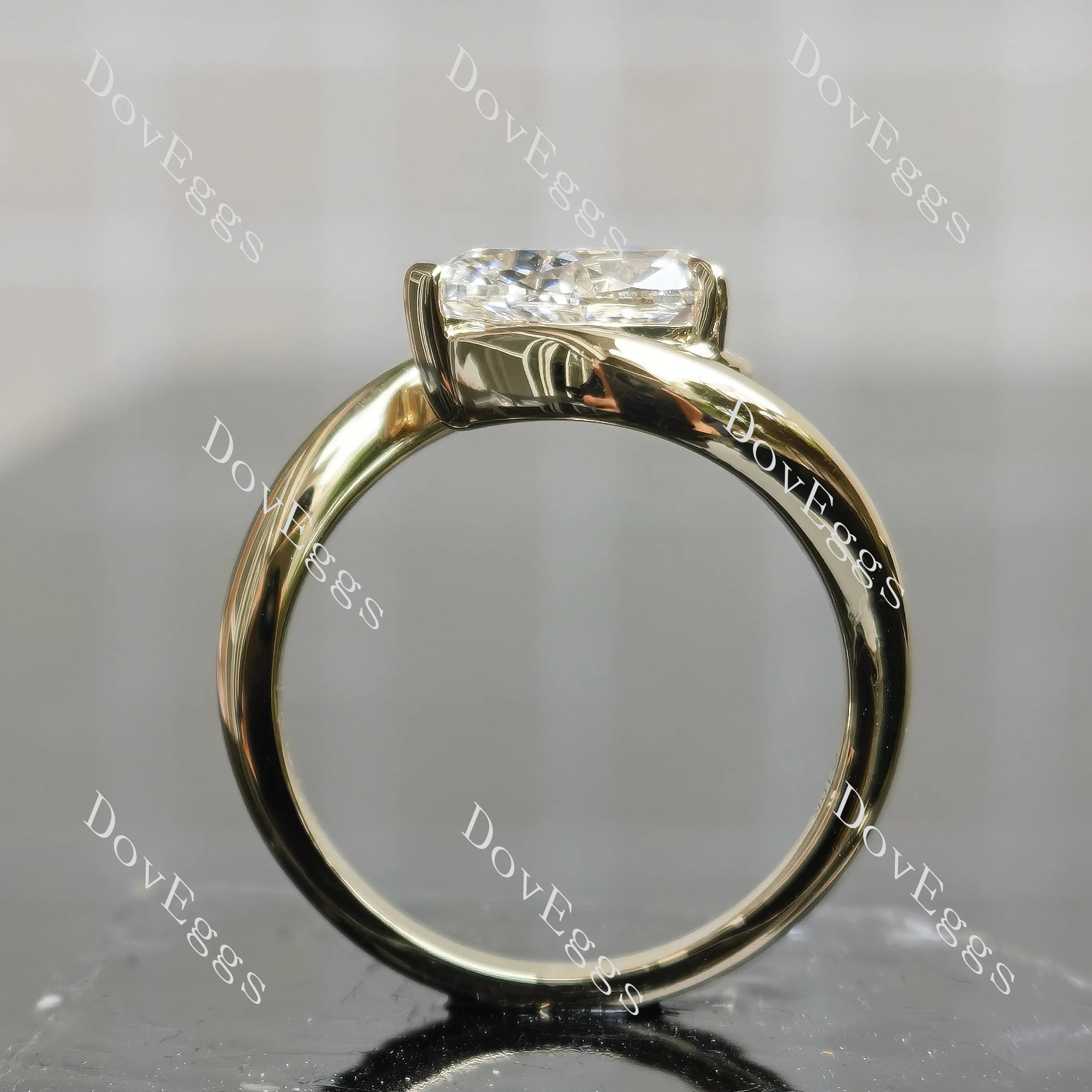 Pear solitaire art deco moissanite engagement ring| DovEggs