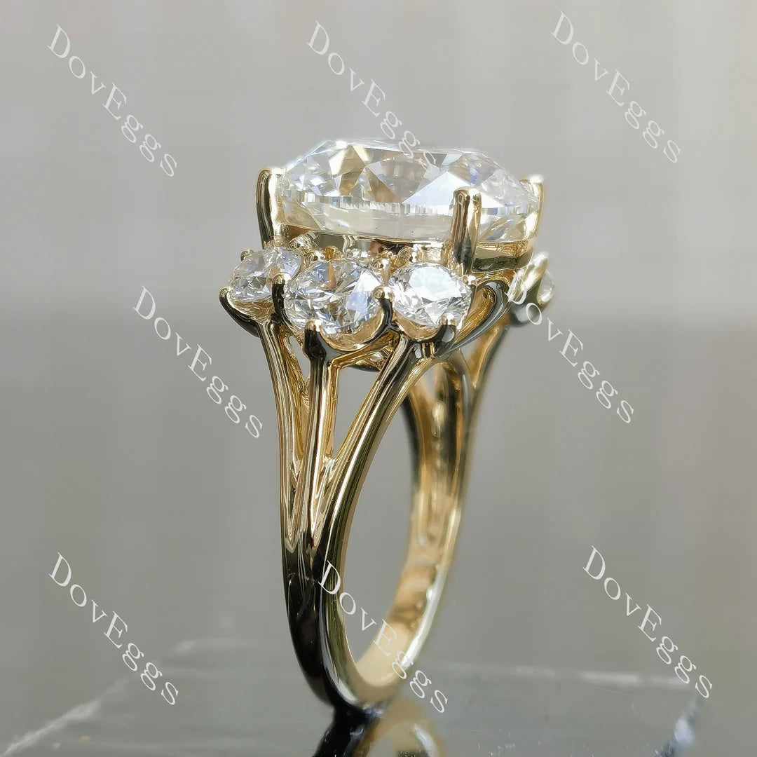 Vintage side stones ethical lab diamond engagement ring only semi-mount only(Exclusively to DovEggs Stones)