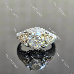 Art deco side stones ethical lab diamond engagement ring only semi-mount only(Exclusively to DovEggs Stones)