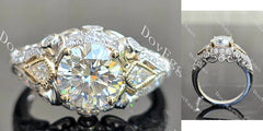 Art deco side stones ethical lab diamond engagement ring only semi-mount only(Exclusively to DovEggs Stones)