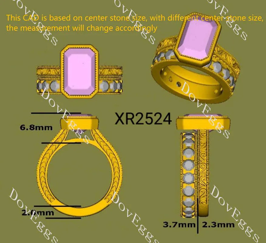 Carved bezel solitaire ethical lab diamond engagement ring only semi-mount only(Exclusively to DovEggs Stones)