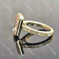 Radiant carved bezel solitaire moissanite engagement ring| DovEggs