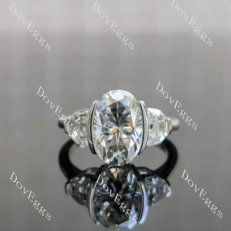 Three stones ethical lab diamond engagement ring only semi-mount only(Exclusively to DovEggs Stones)