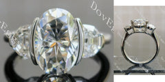 Three stones ethical lab diamond engagement ring only semi-mount only(Exclusively to DovEggs Stones)