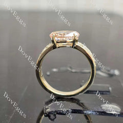 Oval art deco pave moissanite engagement ring| DovEggs