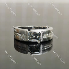 Criss cut channel set 1ct stardust grey moissnaite brushed finish engagement ring for man| Doveggs