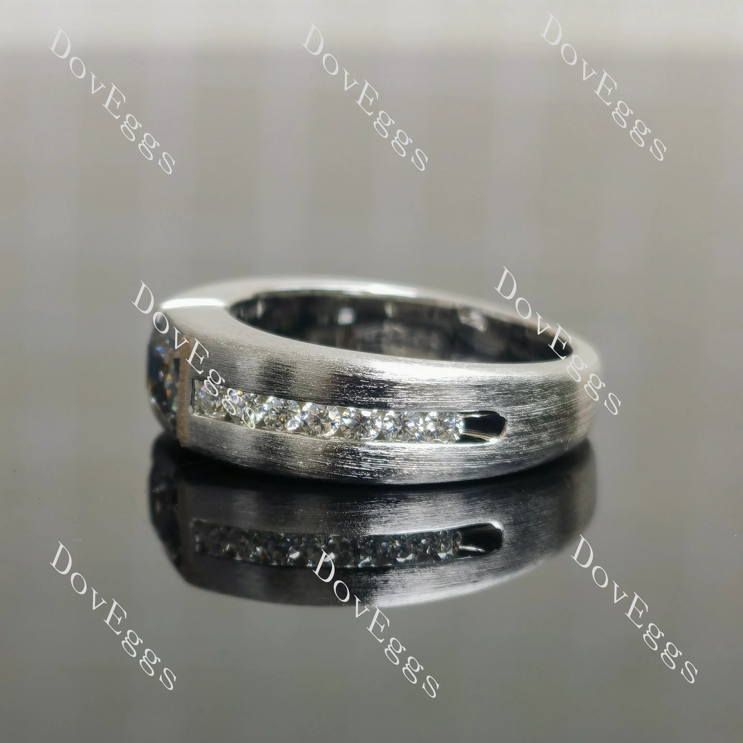 Criss cut channel set 1ct stardust grey moissnaite brushed finish engagement ring for man| Doveggs