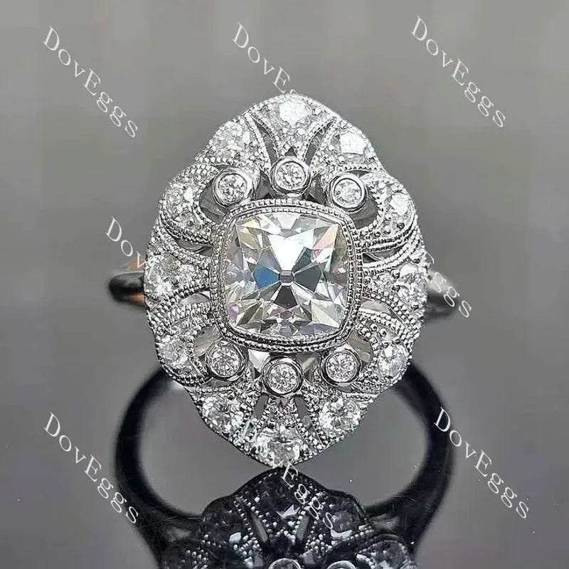 Bezel milgrain vintage engagement ring only semi-mount only(Exclusively to DovEggs Stones)