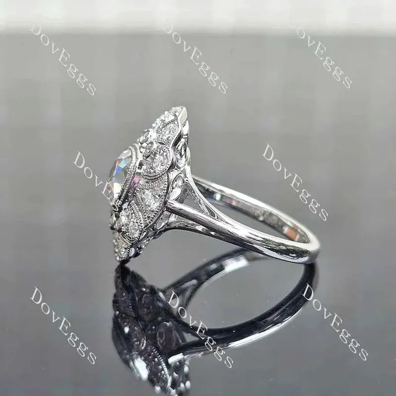 Bezel milgrain vintage engagement ring only semi-mount only(Exclusively to DovEggs Stones)