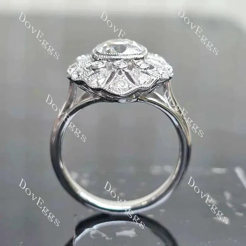 Bezel milgrain vintage engagement ring only semi-mount only(Exclusively to DovEggs Stones)