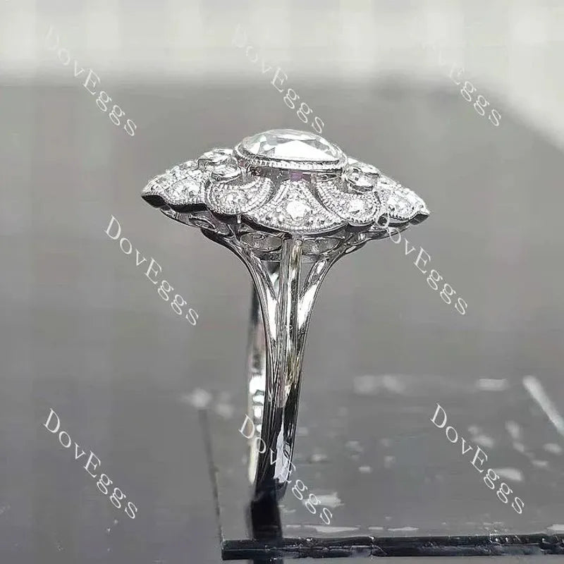Bezel milgrain vintage engagement ring only semi-mount only(Exclusively to DovEggs Stones)