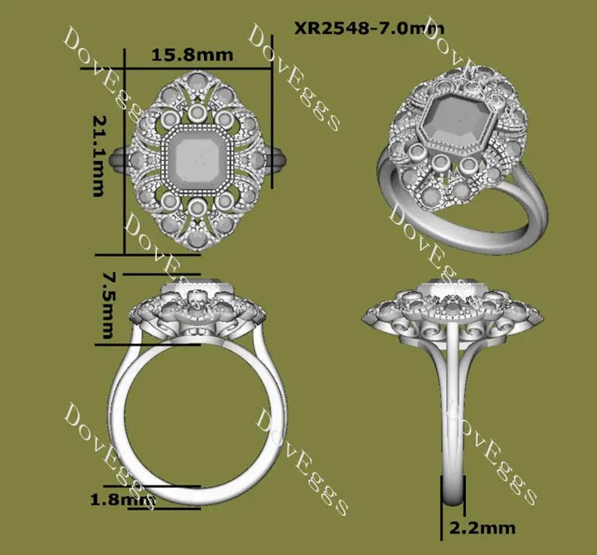 Bezel milgrain vintage engagement ring only semi-mount only(Exclusively to DovEggs Stones)