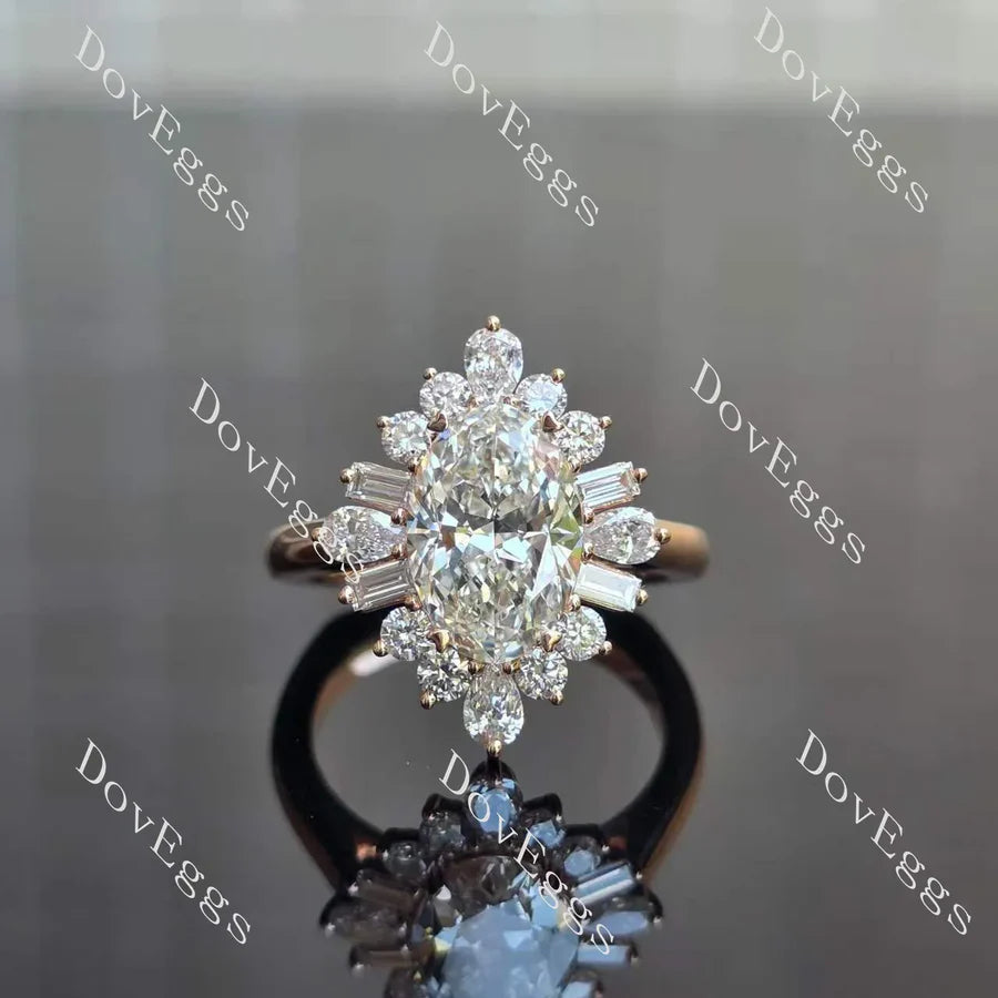 Floral vintage halo lab diamond engagement ring set semi-mount only(Exclusively to DovEggs Stones)