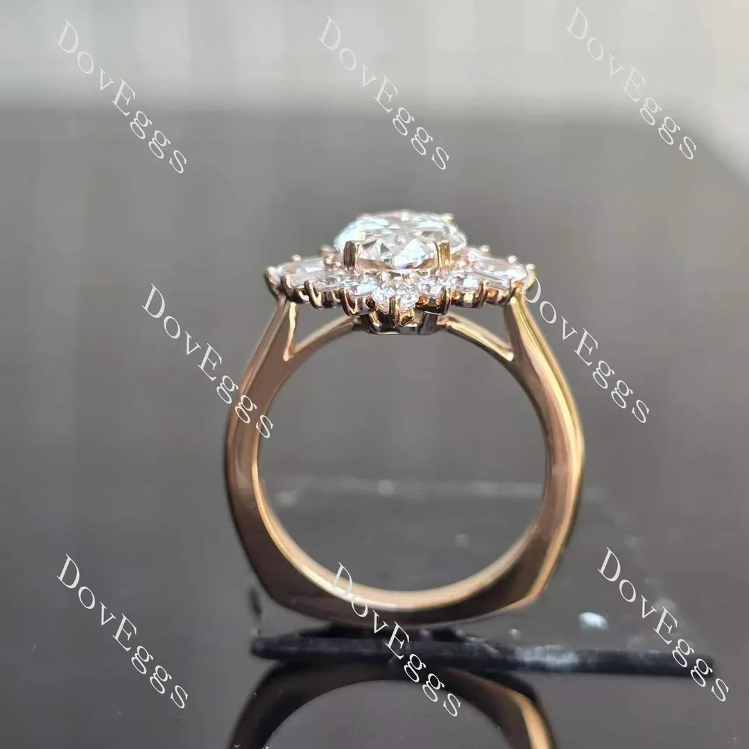 Floral vintage halo lab diamond engagement ring set semi-mount only(Exclusively to DovEggs Stones)