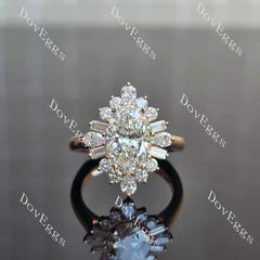 Oval floral vintage halo moissanite engagement ring| DovEggs