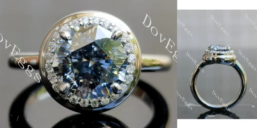 Candy button halo engagement ring semi-mount only(Exclusively to DovEggs Stones)