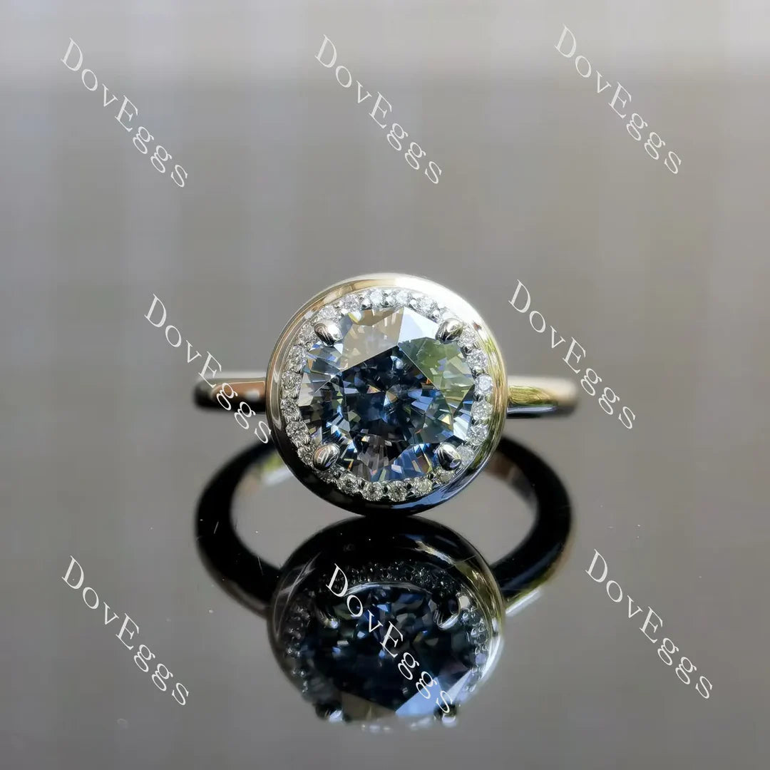 Candy button halo engagement ring semi-mount only(Exclusively to DovEggs Stones)