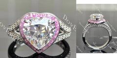 Beth's Bella-Heart halo split shanks pave moissanite engagement ring| DovEggs