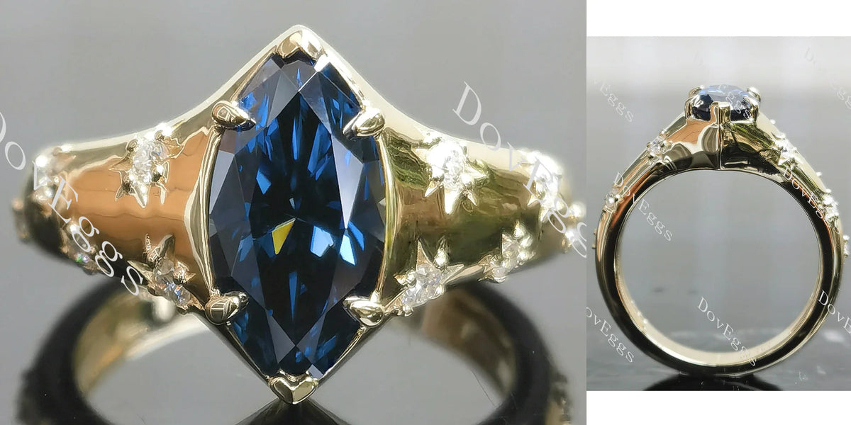 Bezel art deco pave engagement ring semi-mount only(Exclusively to DovEggs Stones)