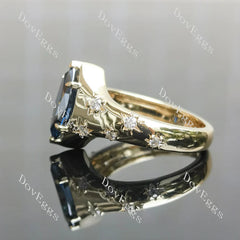 Bezel art deco pave engagement ring semi-mount only(Exclusively to DovEggs Stones)