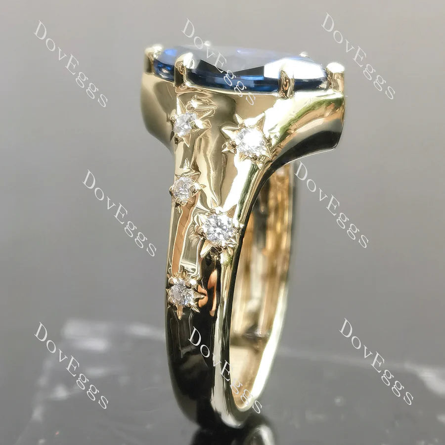 Bezel art deco pave engagement ring semi-mount only(Exclusively to DovEggs Stones)