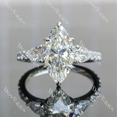 Marquise side stones pave moissanite engagement ring| DovEggs