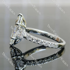 Marquise side stones pave moissanite engagement ring| DovEggs