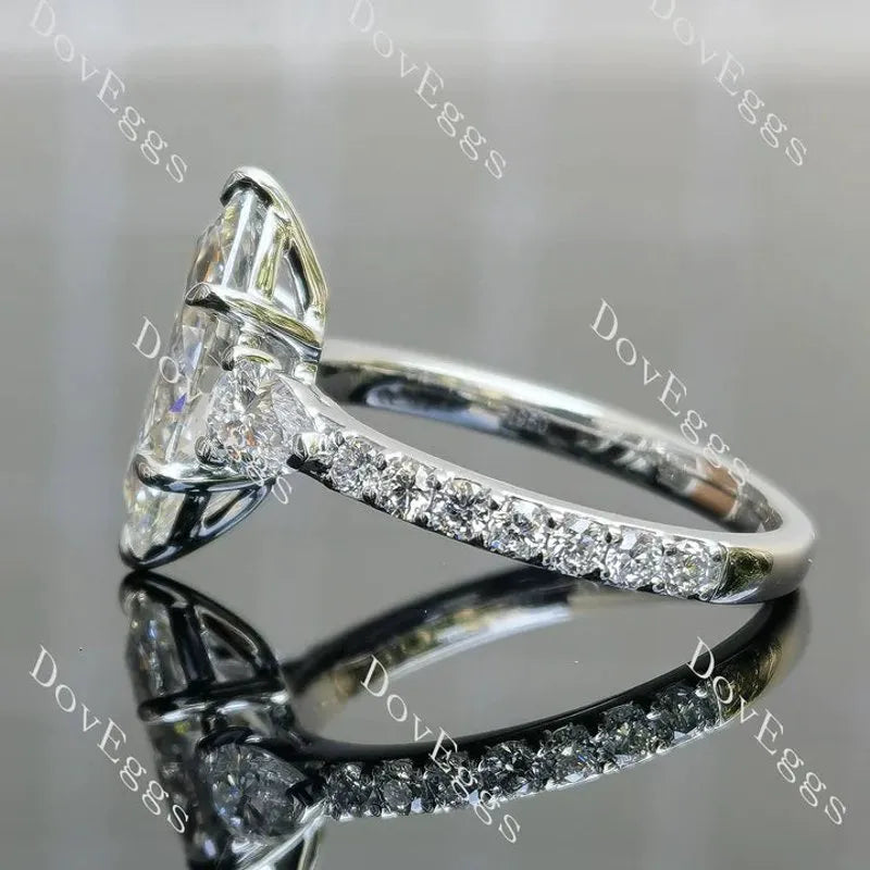 Side stone pave lab diamond engagement ring semi-mount only(Exclusively to DovEggs Stones)