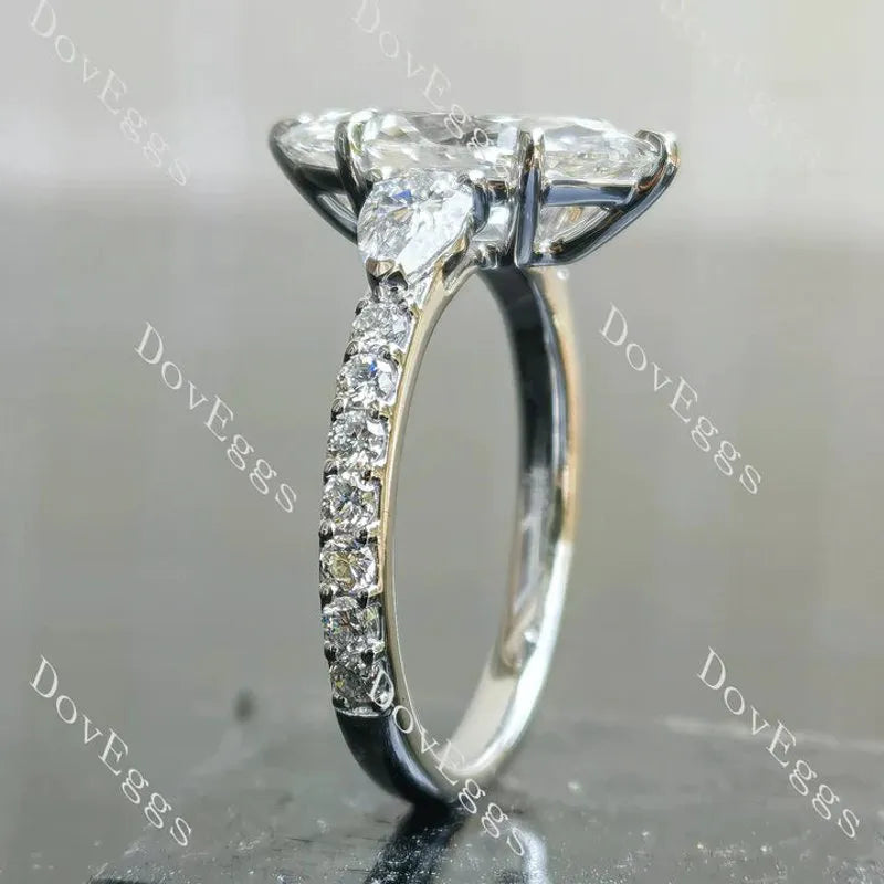 Side stone pave lab diamond engagement ring semi-mount only(Exclusively to DovEggs Stones)