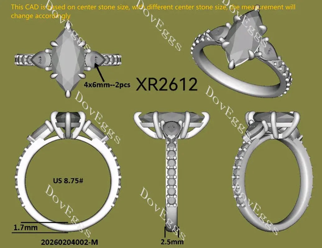Side stone pave lab diamond engagement ring semi-mount only(Exclusively to DovEggs Stones)