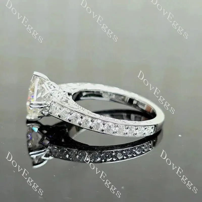 Rachael Vintage carved pave lab diamond engagement ring semi-mount only(Exclusively to DovEggs Stones)