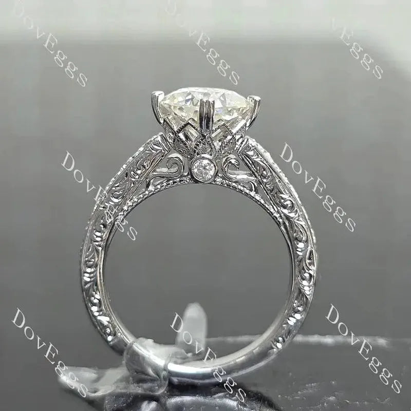 Rachael Vintage carved pave lab diamond engagement ring semi-mount only(Exclusively to DovEggs Stones)