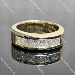 Princess channel set moissanite engagement ring/wedding band for man| Doveggs